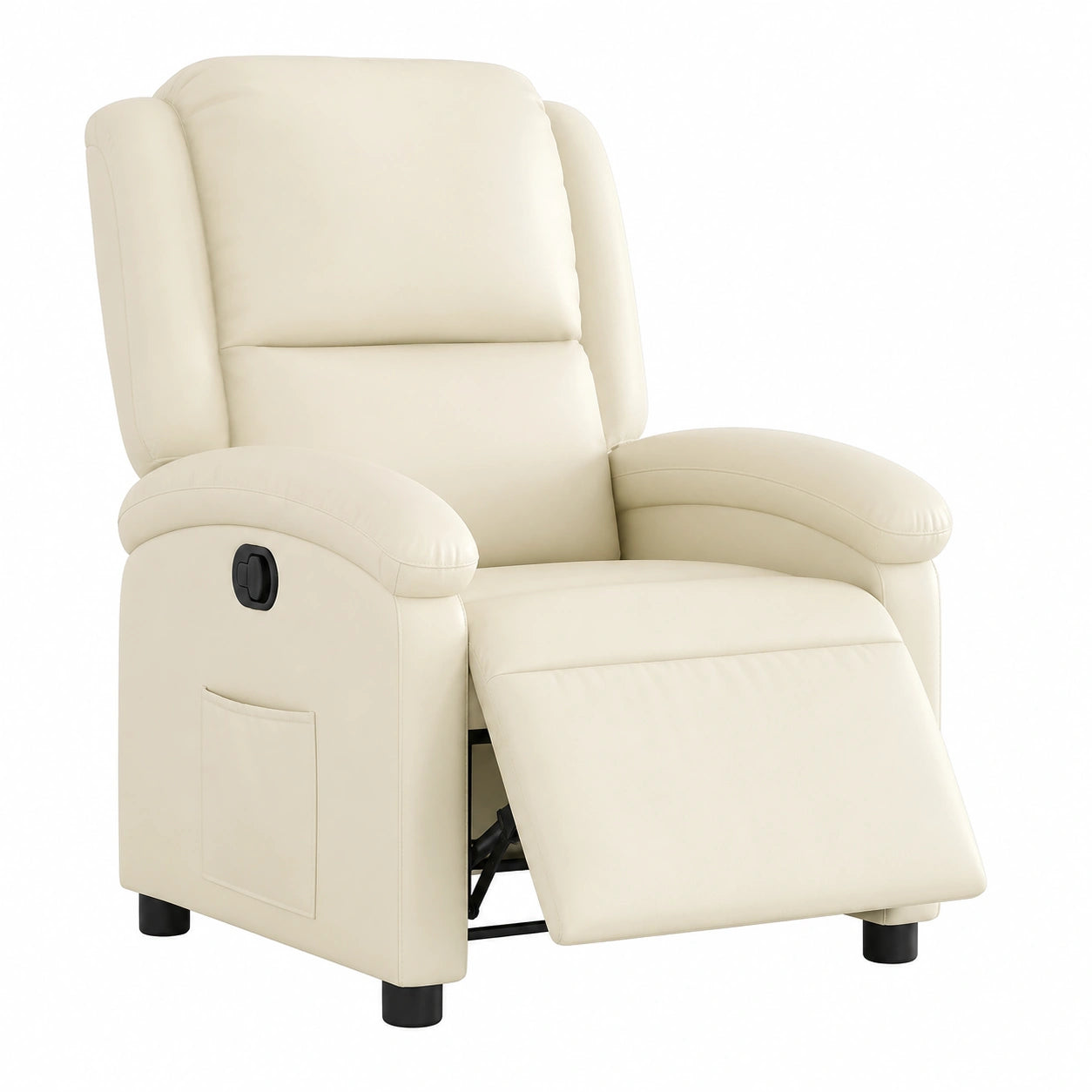 Relaxsessel – gepolstert, elektrisch, aus Kunstleder, Creme