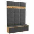 Garderobenschrank – 150 cm, mit Stauraum, aus Eichenholz, Artisan-Eiche und Schwarz, für Flur