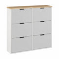 Schuhschrank – 60 × 23 × 118 cm, runde Form, mit Ablagen, Grau