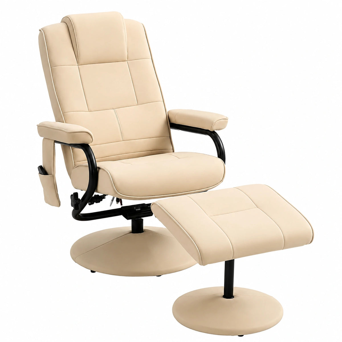 Relaxsessel – drehbar, aus Kunstleder, Creme, für Wohnzimmer