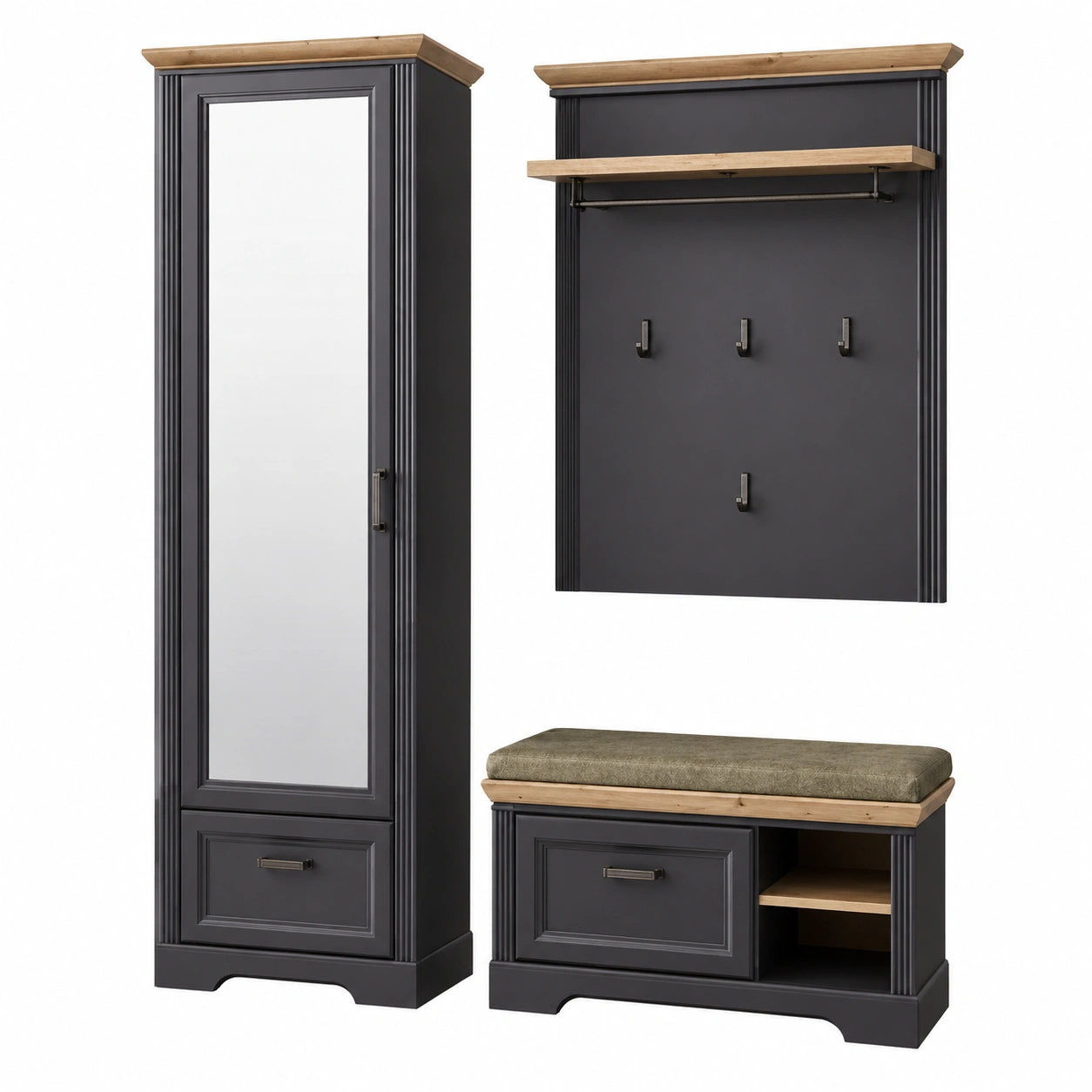 Garderoben-Set – 41 cm, Landhausstil, aus Eichenholz, Artisan-Eiche, für Flur