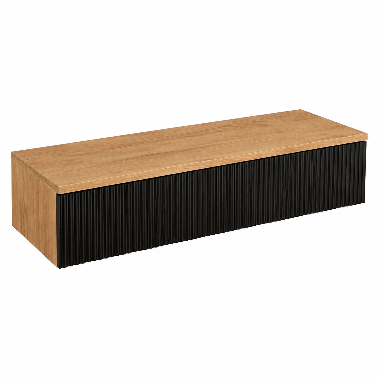 Konsolentisch – 100 × 16 × 35 cm, mit Schubladen, aus Eichenholz, Schwarz und Gold, für Flur