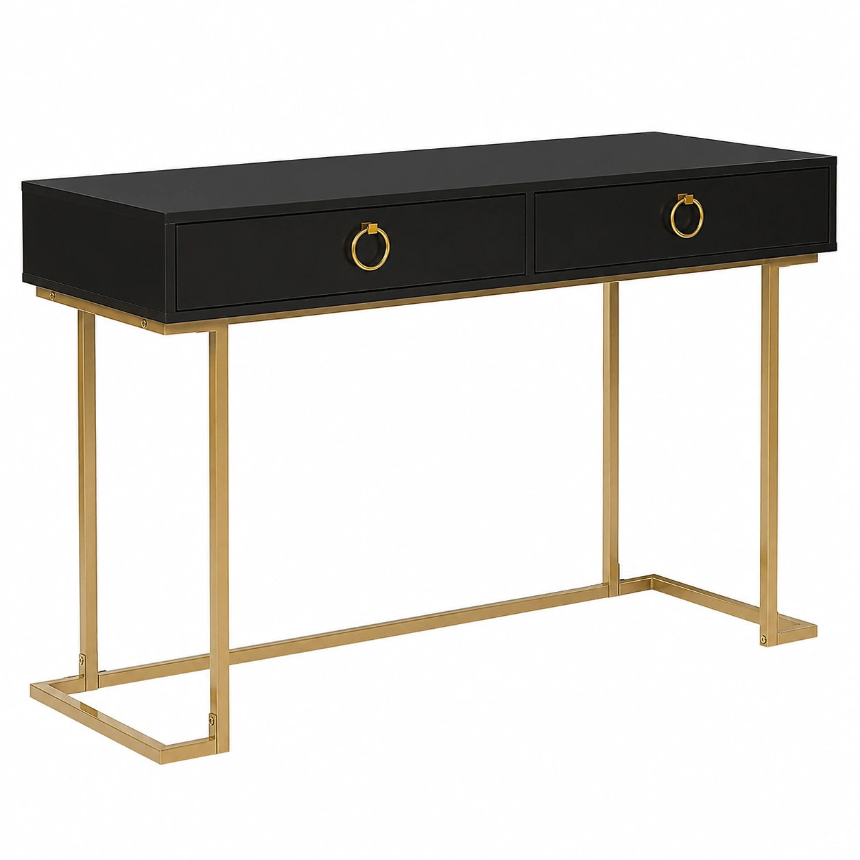 Konsolentisch – moderner Stil, rechteckige Form, Schwarz und Gold