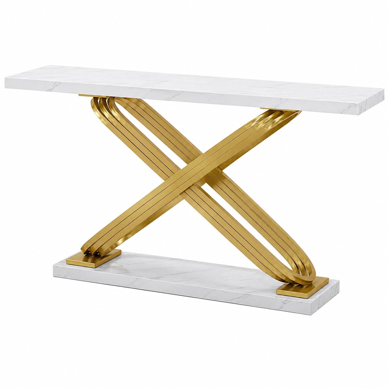 Konsolentisch – 140 × 33 × 80 cm, moderner Stil, rechteckige Form, Gold, für Wohnzimmer, Schlafzimmer und Flur