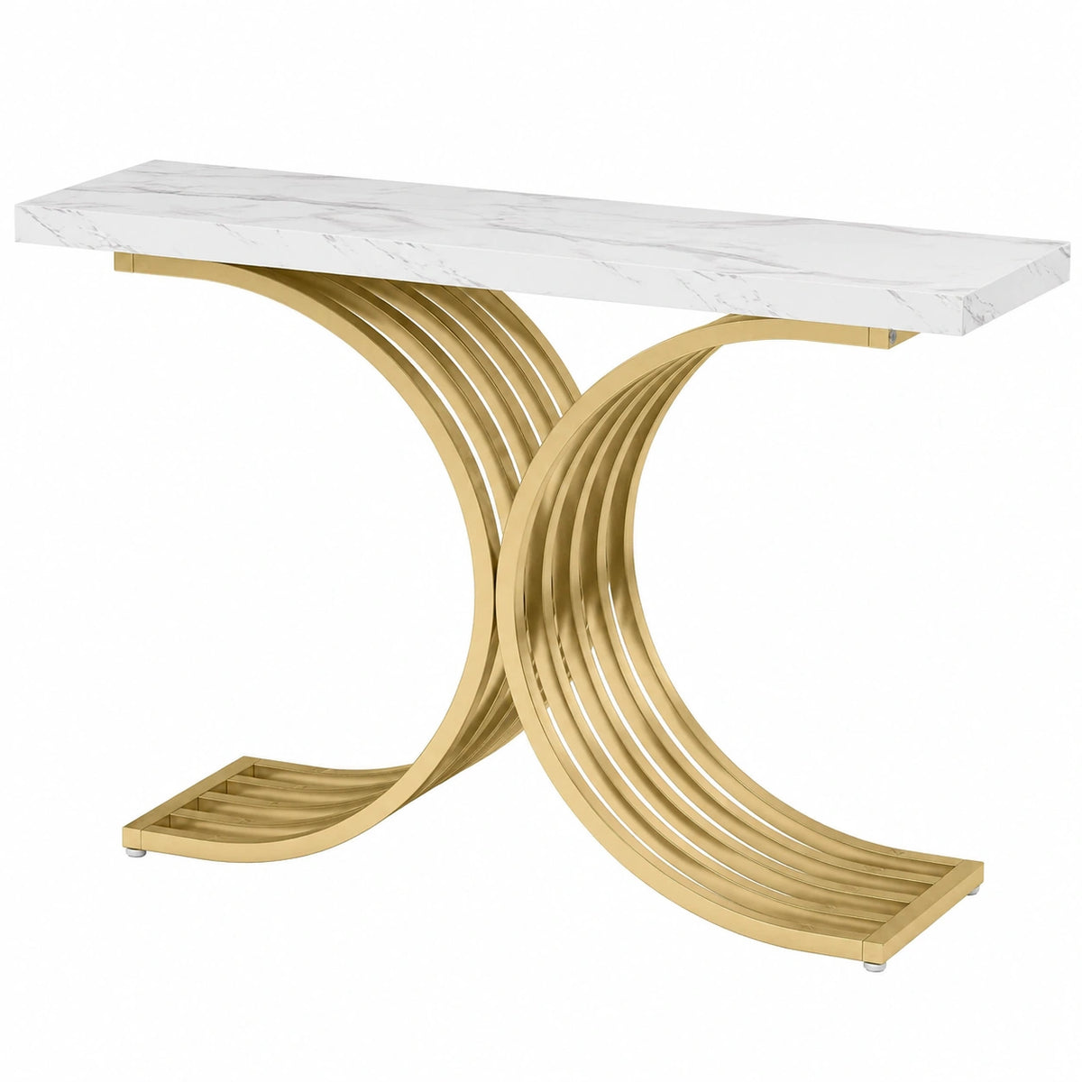 Konsolentisch – 100 × 30 × 80 cm, Gold, für Wohnzimmer