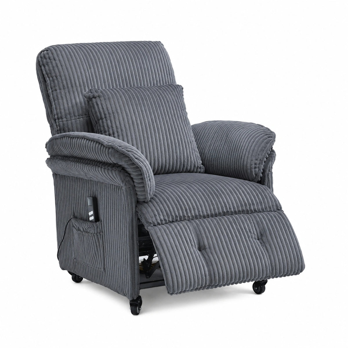 Relaxsessel – mit Rollen, mit Rückenlehne, elektrisch, Dunkelgrau, für Wohnzimmer
