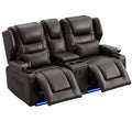 Relaxsessel – 2-Sitzer, mit LED-Beleuchtung, elektrisch, aus Kunstleder, Braun